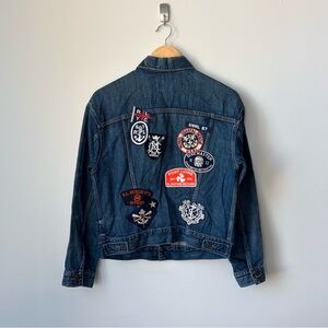 Polo Ralph Lauren Denim Patch Trucker Jacket Women’s S Letterman Varsity Crest